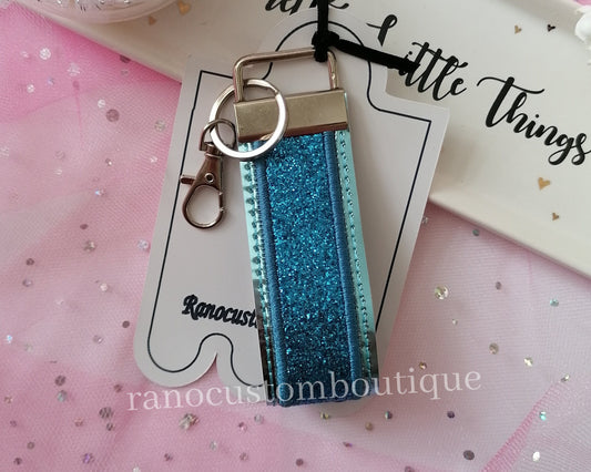 Embroidered Blue Key Fob Wristlet, Embroidered Key Chain, Embroidered Key Fob, Embroidered Design, Wristlet Key Chain
