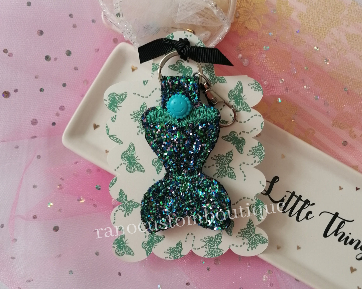 Mermaid Tail Key Fob, Mermaid Tail Key-chain, Embroidered Design, Key-chain design