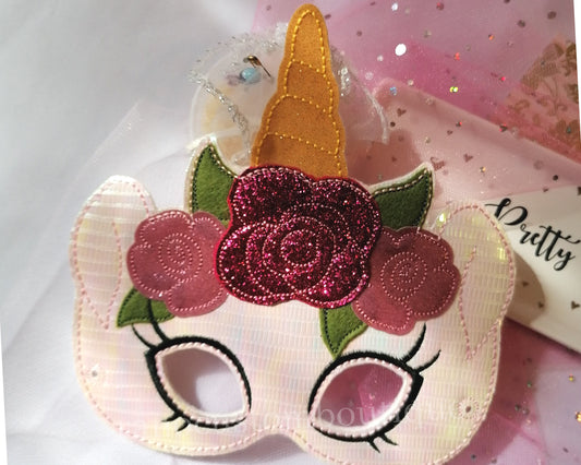 Handmade Children's Unicorn Mask, Unicorn Mask, Dress-Up Mask, Party Mask, Embroidered mask