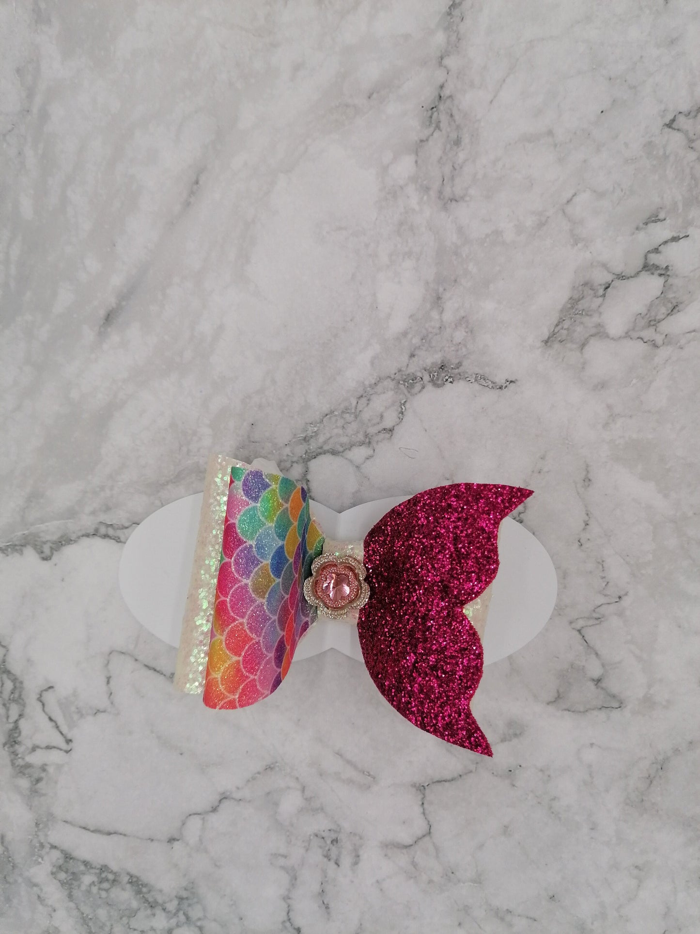 Glittery Pink Mermaid Bow, Children's Bow, Children's Accessories, Hair Bow, Handmade Bow, Handmade Clip
