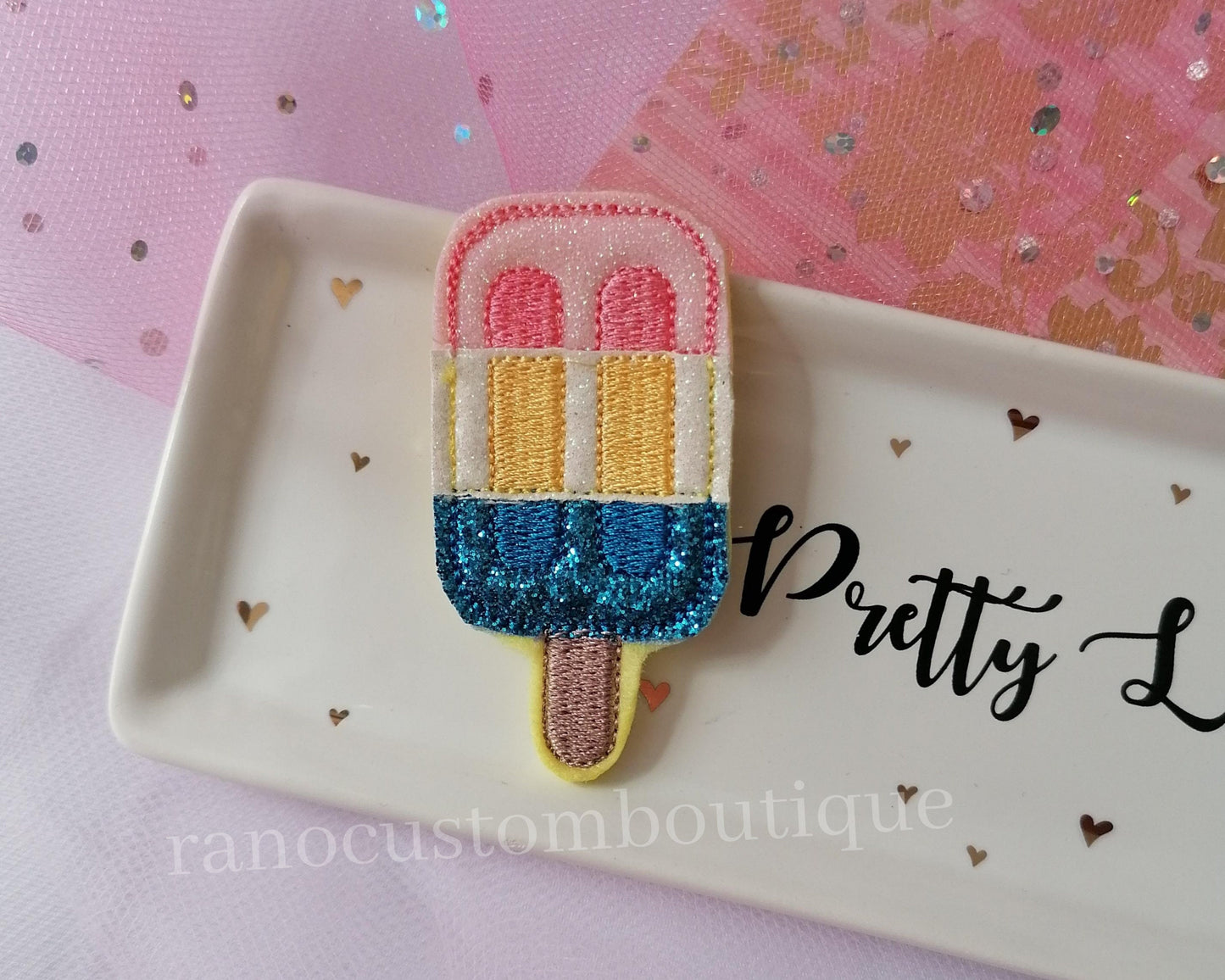 Coffee Embroidered Felt Design, Embroidered Fruit Design, Popsicle Feltie, Doughnut Embroidered Embellishments, Embroidered Design