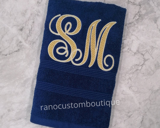 Personalised Embroidered Towel, Custom Towel, Monogram Towel, Embroidered Elegant Chevron Design, Gift Towel