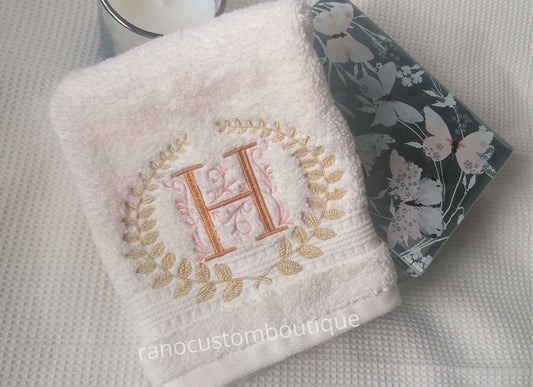 Personalized Embroidered Ivory Face Cloth/Hand Towel, Monogrammed Towels, Embroidered towels, Wedding Gifts, Custom Name Towels