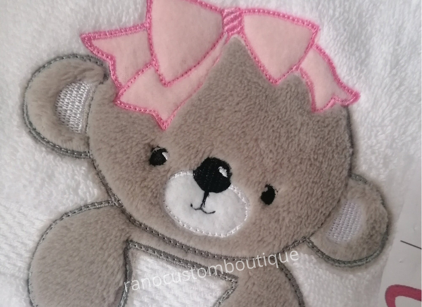 Personalised Embroidered  Baby Towel, Teddy Bear Design, Teddy Bear Towel, Custom Name Towel