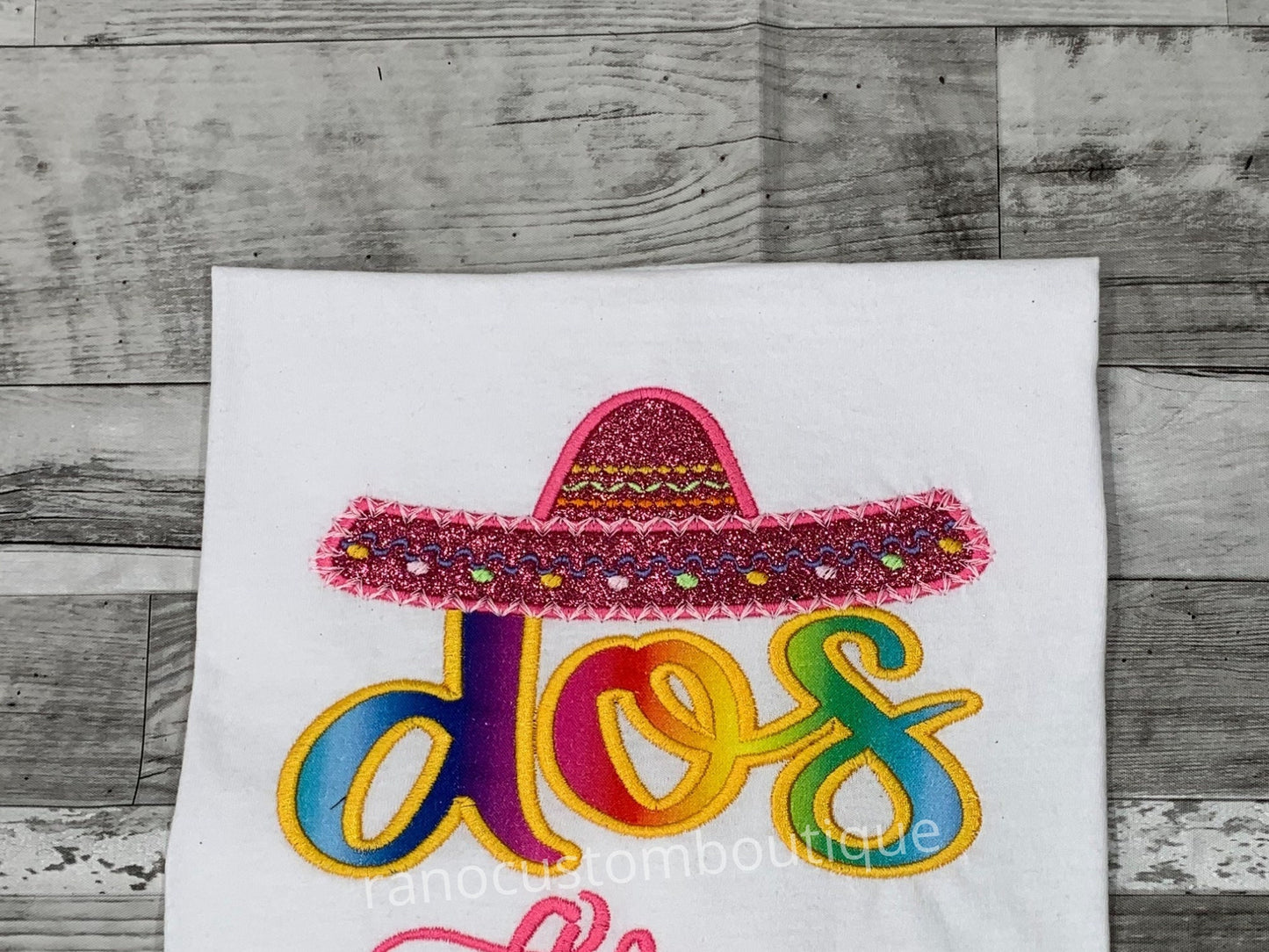 Personalized Pink Sombrero Girls T-Shirts, Custom Girls Bodysuit, Embroidered Fiesta Party Birthday Shirts, Embroidered  Name Design