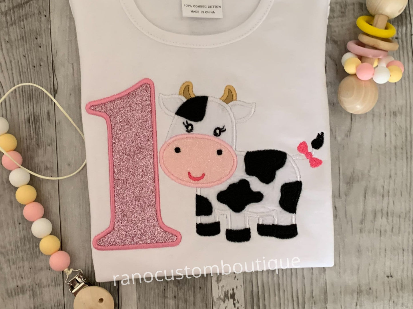 Embroidered Girl Baby Shirt and Tutu Set, Tutu and Shirt Set, Embroidered Baby Cow Design, Embroidered Girls Clothing, Girl's Clothing