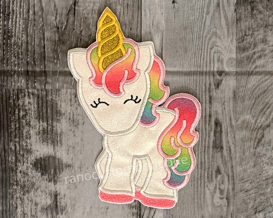 Glitter Rainbow Unicorn Girl Patch, Embroidery Applique Rainbow Patch, Backpack Patch, Jackets, Bags Patch.