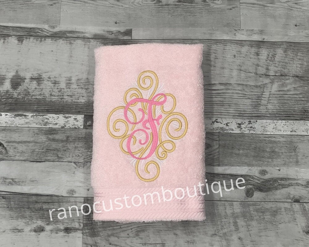 Personalised Embroidered Towel, Custom Towel, Adorn Monogram design, Embroidered Monogram Towel, Personalized Towel