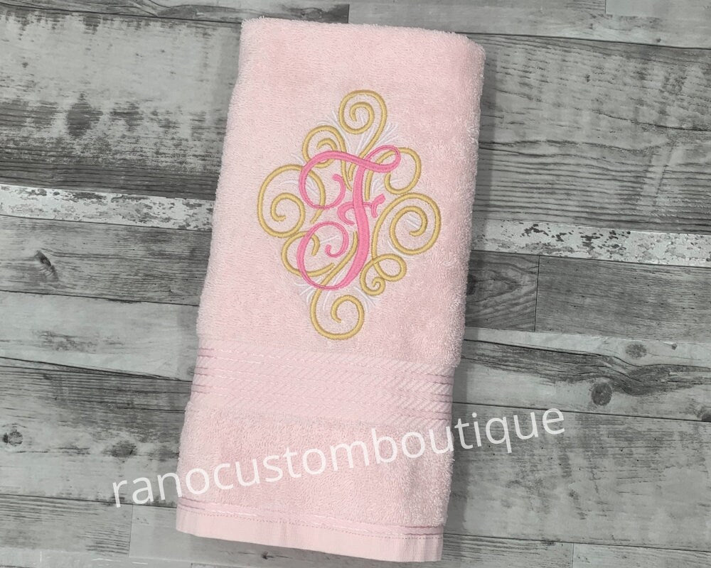 Personalised Embroidered Towel, Custom Towel, Adorn Monogram design, Embroidered Monogram Towel, Personalized Towel
