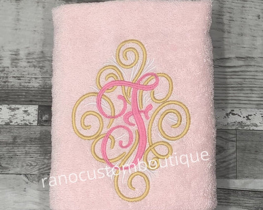 Personalised Embroidered Towel, Custom Towel, Adorn Monogram design, Embroidered Monogram Towel, Personalized Towel