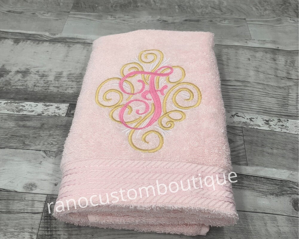 Personalised Embroidered Towel, Custom Towel, Adorn Monogram design, Embroidered Monogram Towel, Personalized Towel