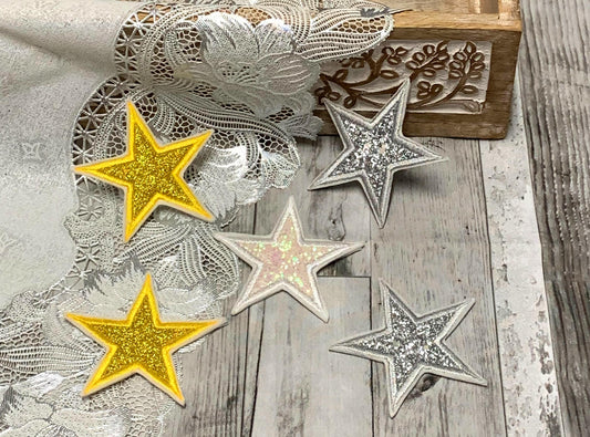 Embroidered Star Patch, Iron On Patch, Glitter Star Patch, Embroidery Applique Patch, Backpack Patch, Jackets, Bags Patch