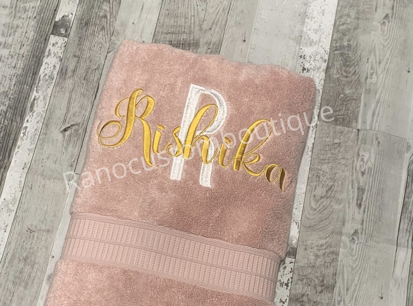 Monogrammed Blush Towel,Personalised Bath Towel , Wedding Gift Towel, Graduation Gift,Anniversary Gift Towel