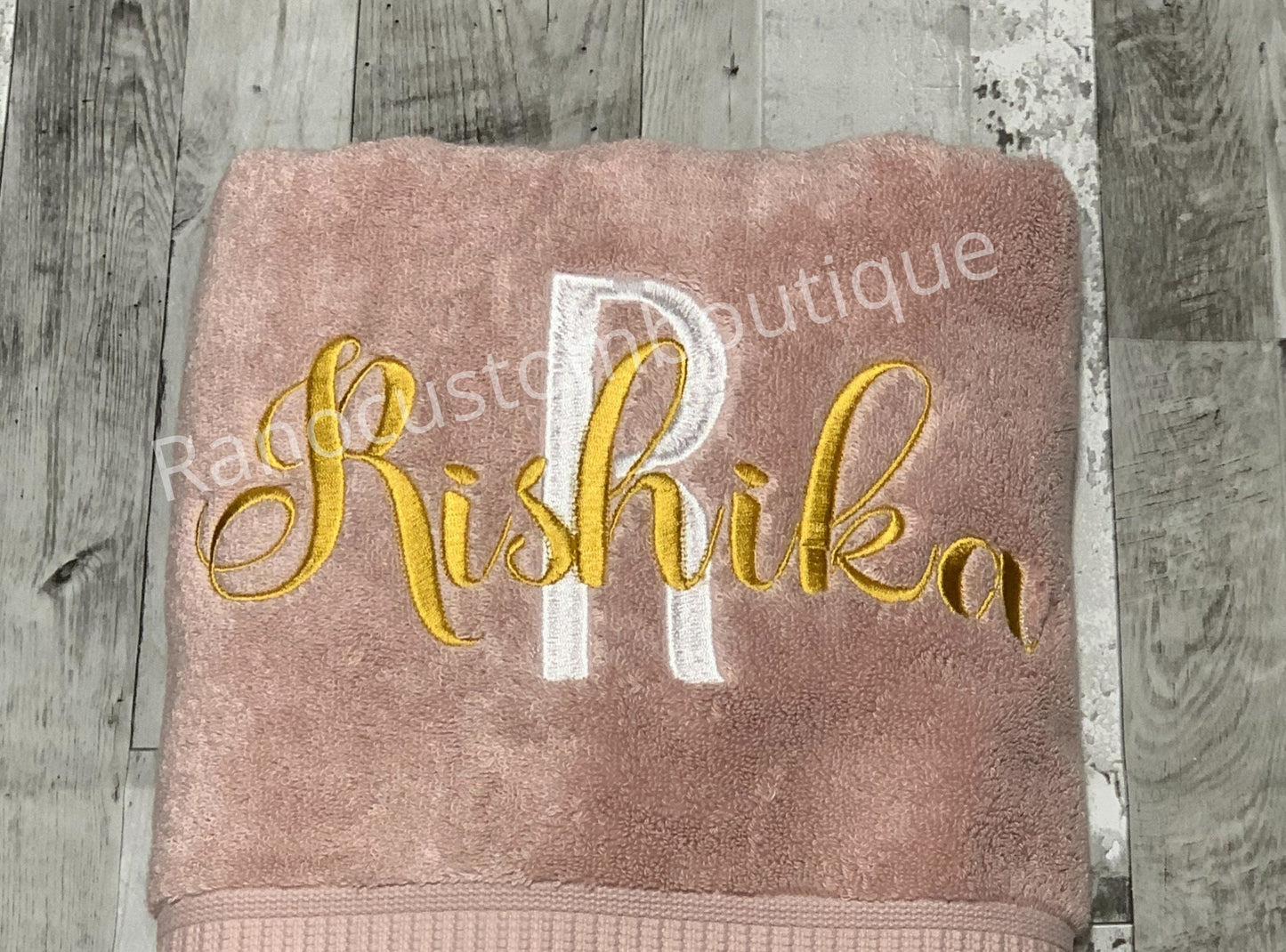Monogrammed Blush Towel,Personalised Bath Towel , Wedding Gift Towel, Graduation Gift,Anniversary Gift Towel