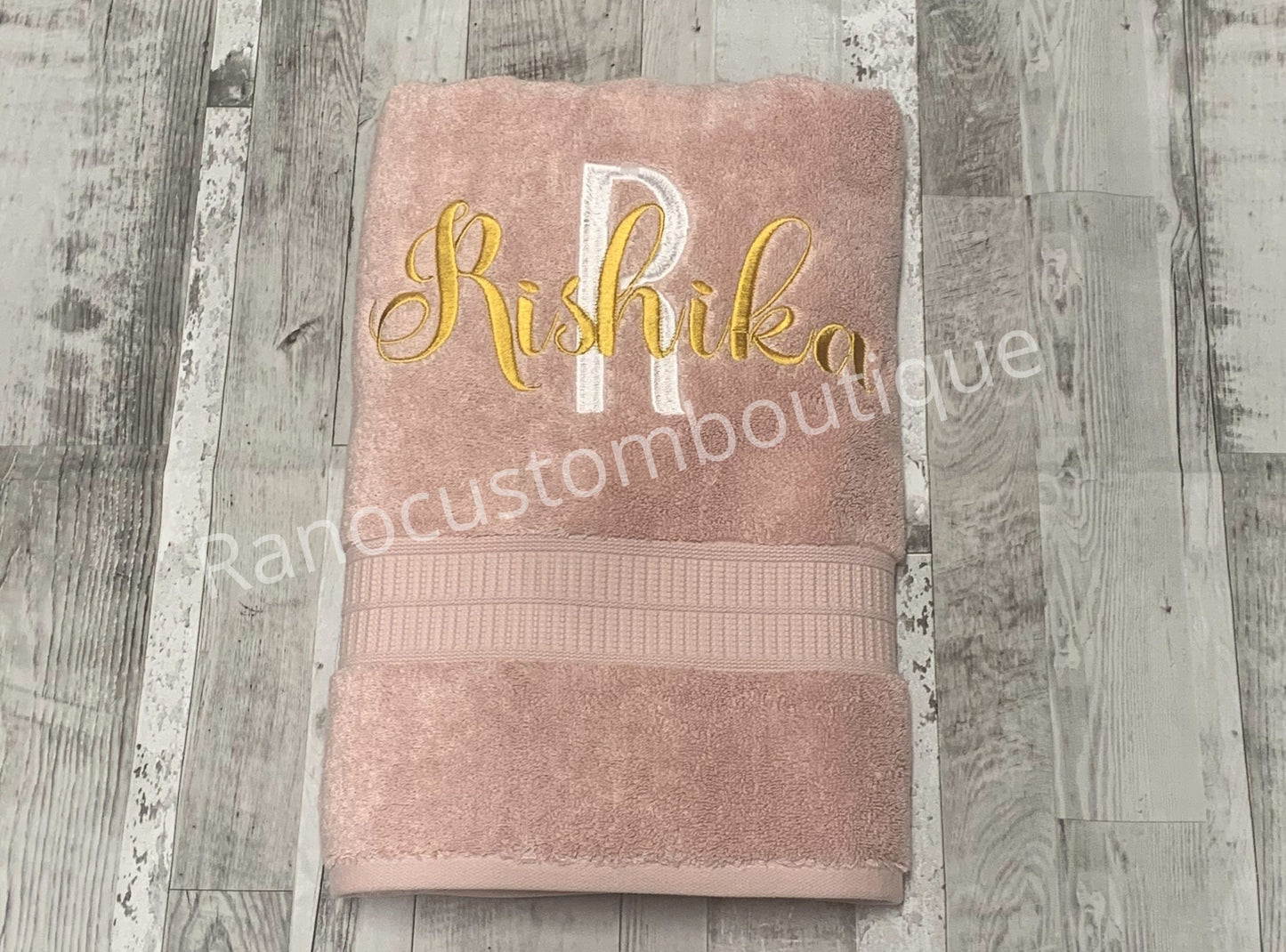 Monogrammed Blush Towel,Personalised Bath Towel , Wedding Gift Towel, Graduation Gift,Anniversary Gift Towel