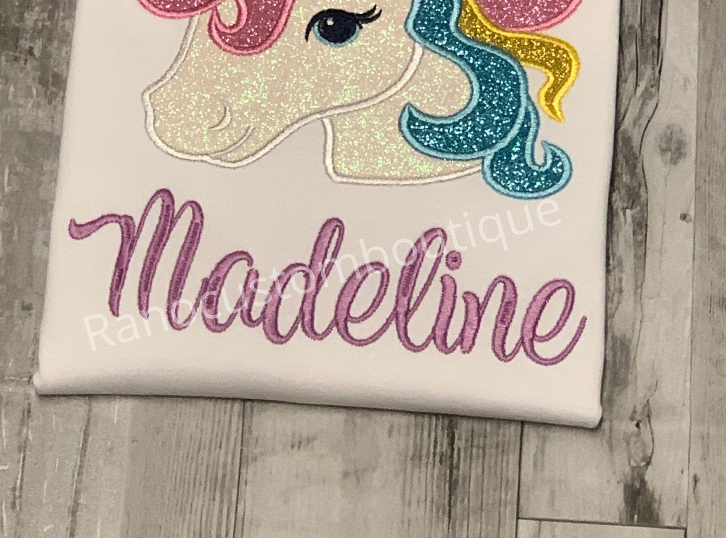 Rainbow Unicorn Birthday Shirt, Unicorn Embroidered Glitter Shirt, Personalised Pastel Unicorn Lavender T-shirt