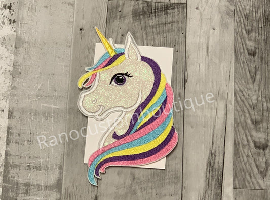 Embroidered Unicorn Patch, Rainbow Unicorn Iron On Patch, Glitter Unicorn Girl Patch, Backpack Patch, Jackets, Bags Patch.