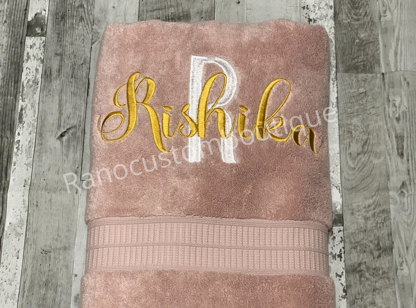 Monogrammed Blush Towel,Personalised Bath Towel , Wedding Gift Towel, Graduation Gift,Anniversary Gift Towel