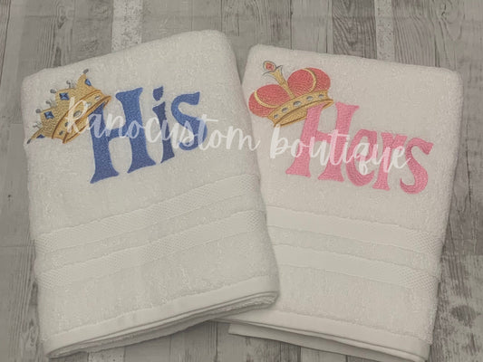 Personalised Luxury His and Hers Towel Set, Embroidered Wedding Gift, His and Hers Gift Set, Anniversary Gift Bath Towels