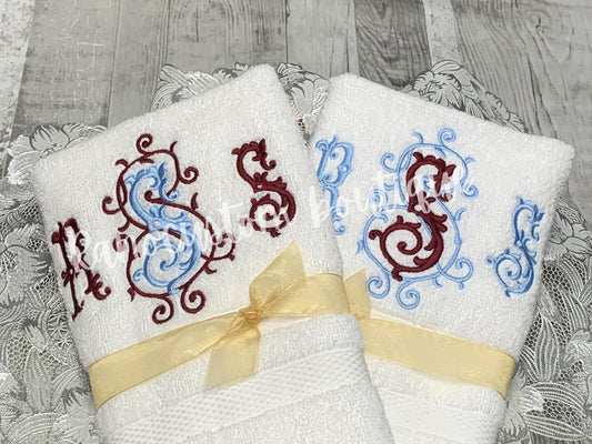 Personalised luxury Wedding Anniversary Towel Set, Embroidered Anniversary Gift Set, Couple Gifts, Hand Towels, Wedding Gift