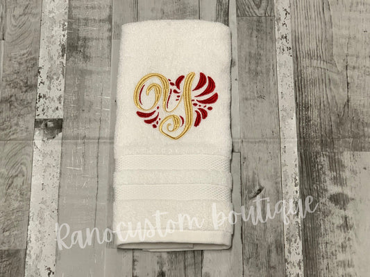 Personalised Luxury Monogrammed Towel,Custom Boutique Towel,Monogrammed  Heart Wedding Gift Towels , Embroidered Hand Towel