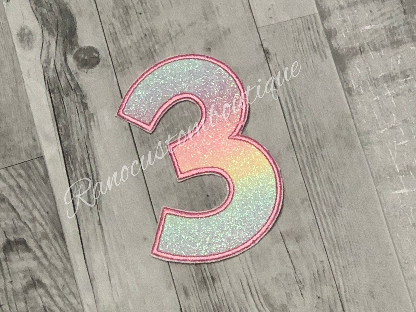 Number Iron On Patch, Glitter Number 1-9 Embroidered Patch, Backpack Patch, Jackets and Bags Iron On Patch